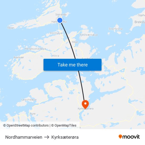 Nordhammarveien to Kyrksæterøra map