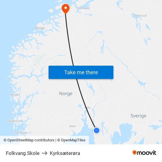 Folkvang Skole to Kyrksæterøra map