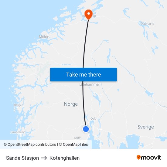 Sande Stasjon to Kotenghallen map