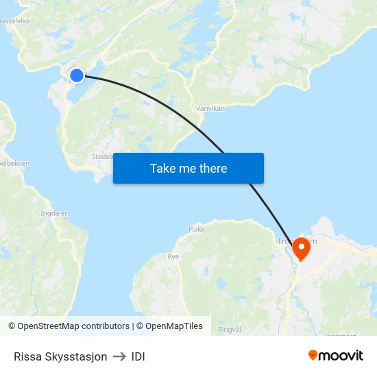 Rissa Skysstasjon to IDI map