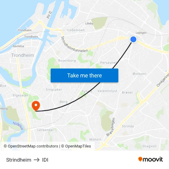 Strindheim to IDI map