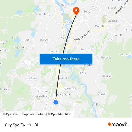 City Syd E6 to IDI map