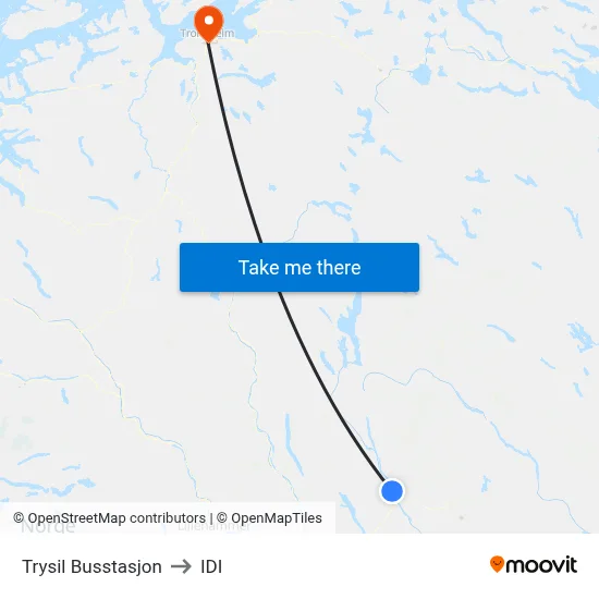 Trysil Busstasjon to IDI map