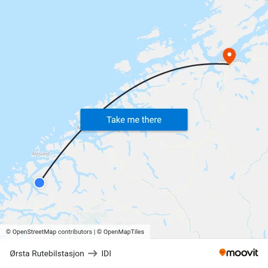 Ørsta Rutebilstasjon to IDI map