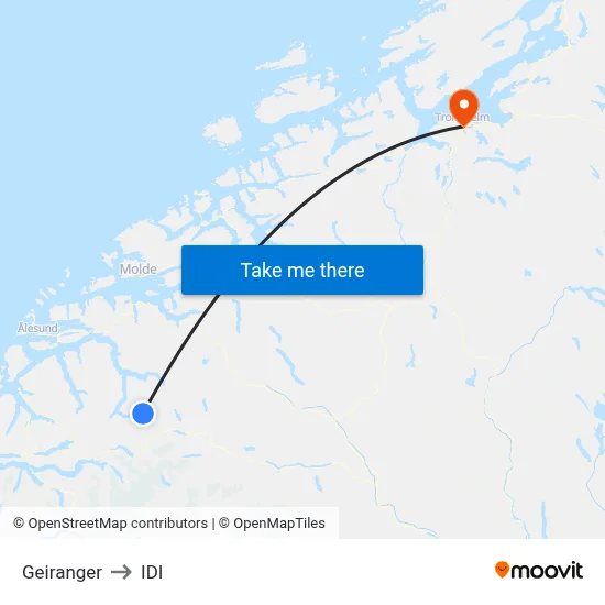 Geiranger to IDI map