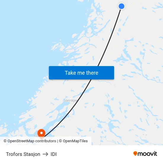 Trofors Stasjon to IDI map