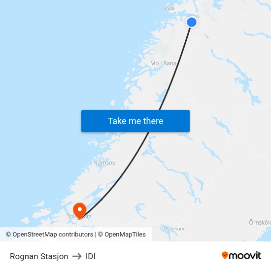 Rognan Stasjon to IDI map