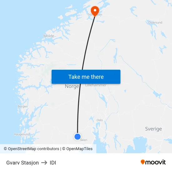 Gvarv Stasjon to IDI map