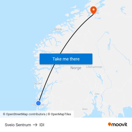 Sveio Sentrum to IDI map