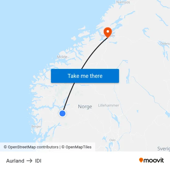 Aurland to IDI map