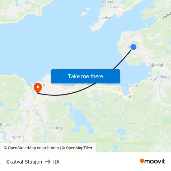 Skatval Stasjon to IDI map