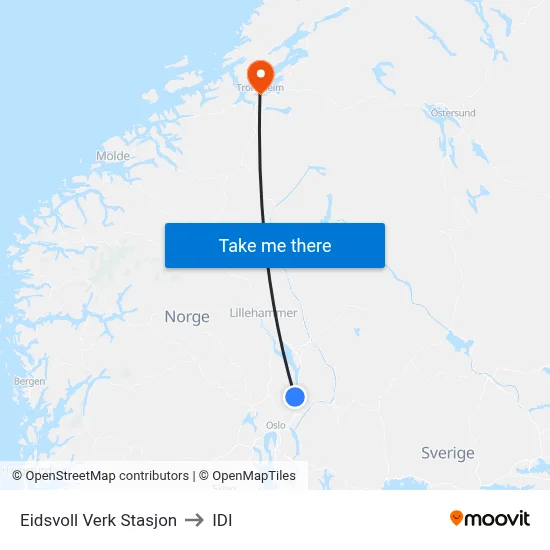 Eidsvoll Verk Stasjon to IDI map