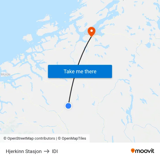 Hjerkinn Stasjon to IDI map