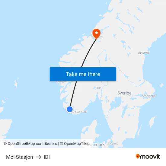 Moi Stasjon to IDI map
