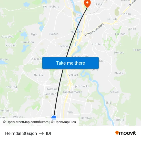 Heimdal Stasjon to IDI map