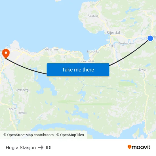 Hegra Stasjon to IDI map