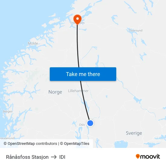 Rånåsfoss Stasjon to IDI map