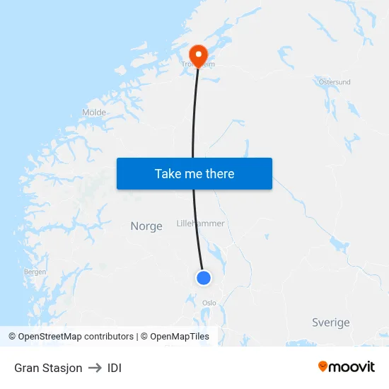 Gran Stasjon to IDI map