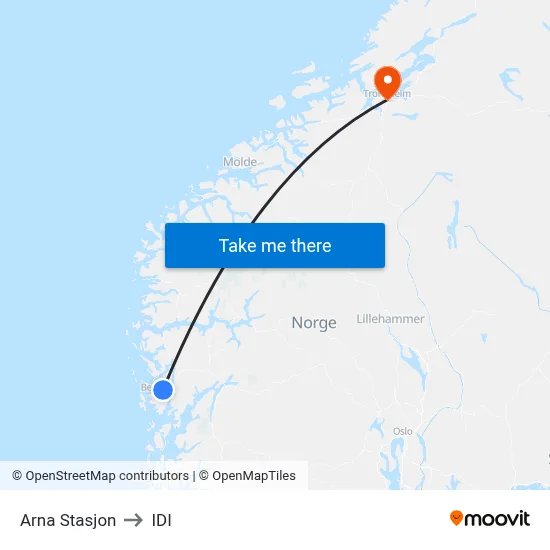 Arna Stasjon to IDI map