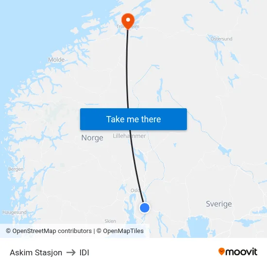 Askim Stasjon to IDI map