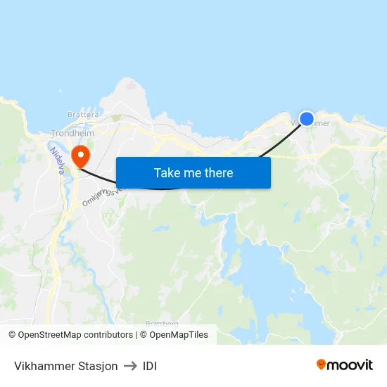 Vikhammer Stasjon to IDI map