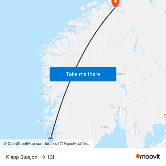 Klepp Stasjon to IDI map