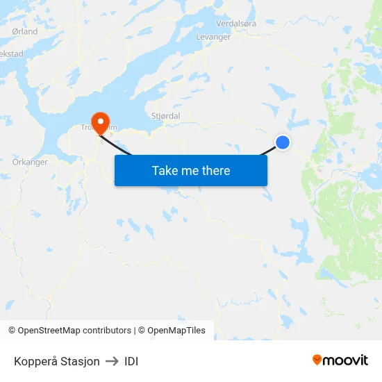 Kopperå Stasjon to IDI map