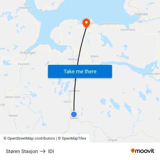 Støren Stasjon to IDI map