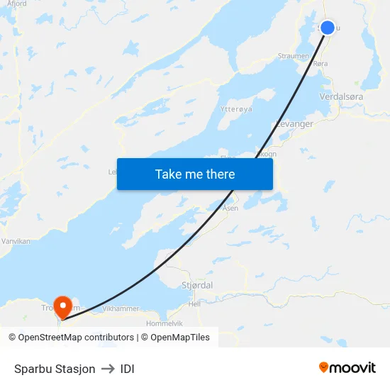 Sparbu Stasjon to IDI map