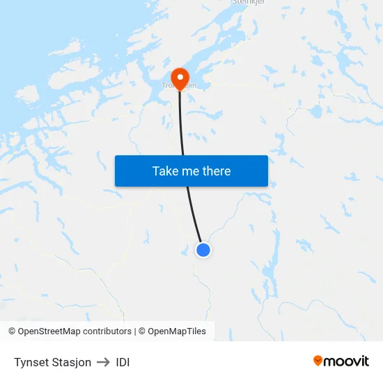 Tynset Stasjon to IDI map