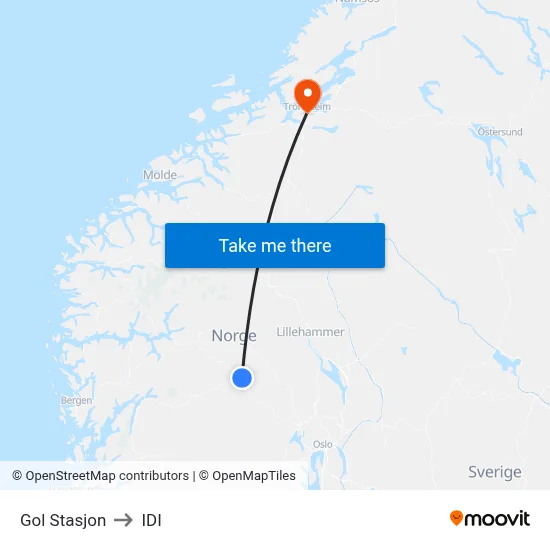 Gol Stasjon to IDI map