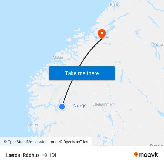 Lærdal Rådhus to IDI map