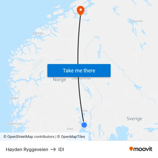 Høyden Ryggeveien to IDI map