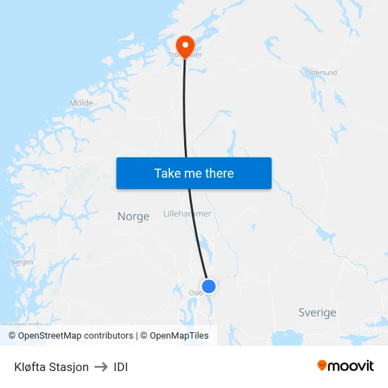Kløfta Stasjon to IDI map