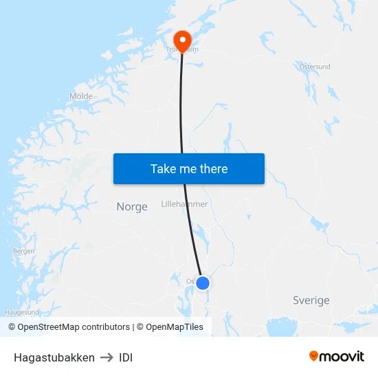 Hagastubakken to IDI map