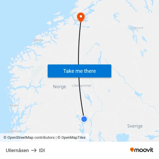 Ullernåsen to IDI map