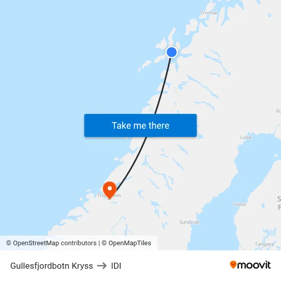 Gullesfjordbotn Kryss to IDI map