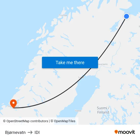 Bjørnevatn to IDI map