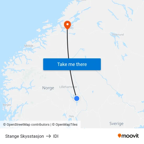 Stange Skysstasjon to IDI map