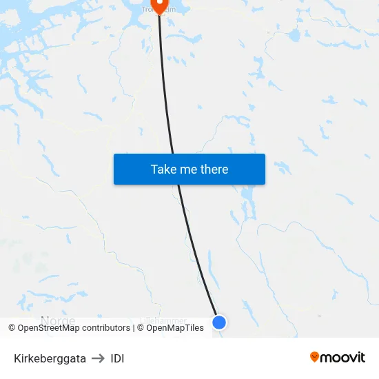 Kirkeberggata to IDI map