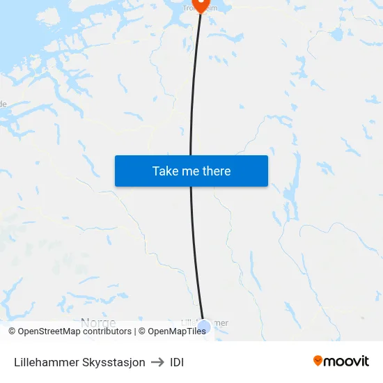Lillehammer Skysstasjon to IDI map