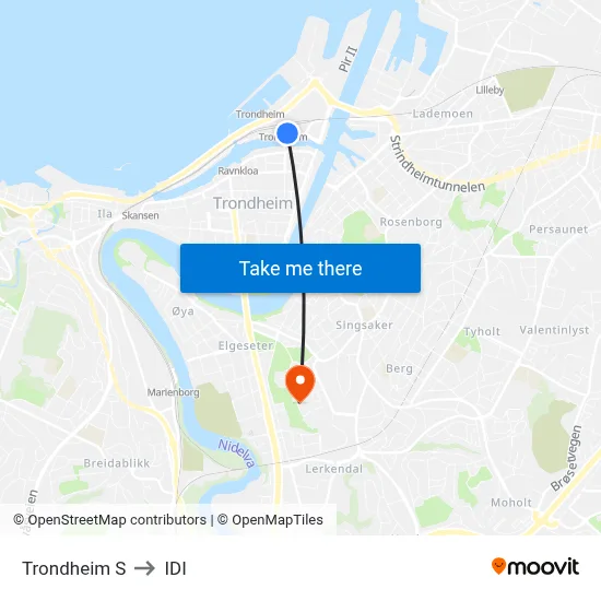 Trondheim S to IDI map