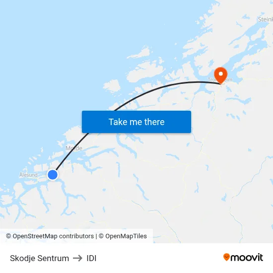 Skodje Sentrum to IDI map