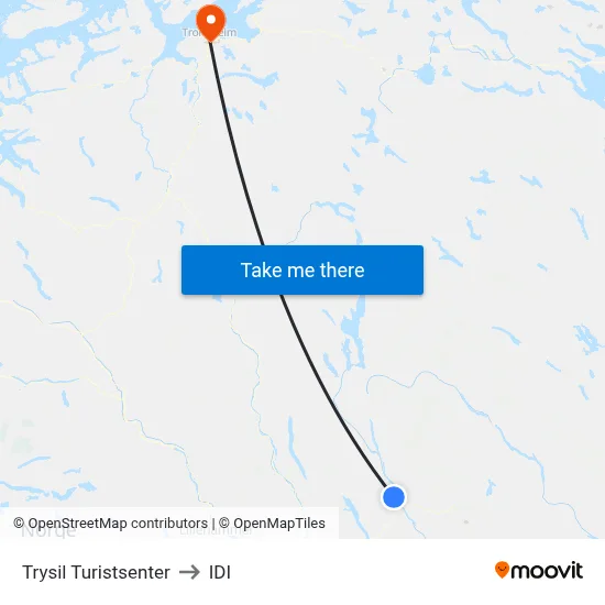Trysil Turistsenter to IDI map