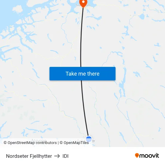 Nordseter Fjellhytter to IDI map