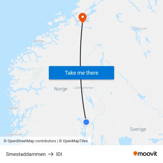 Smestaddammen to IDI map