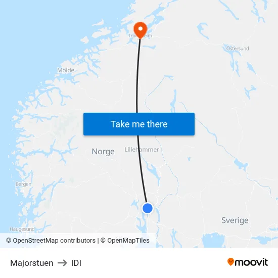 Majorstuen to IDI map