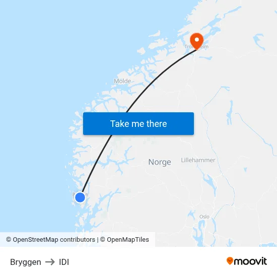 Bryggen to IDI map