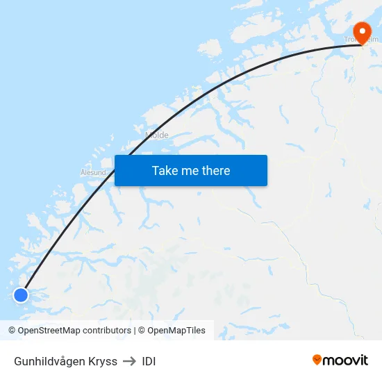Gunhildvågen Kryss to IDI map