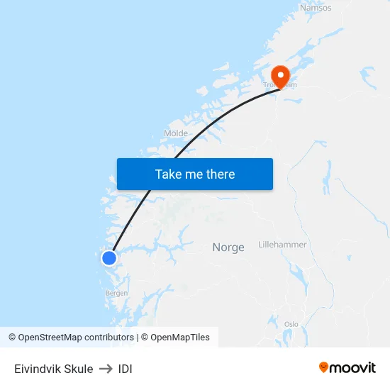 Eivindvik Skule to IDI map